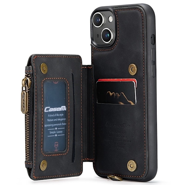 CASEME iPhone 15 Plus Cover RFID med pung, sort