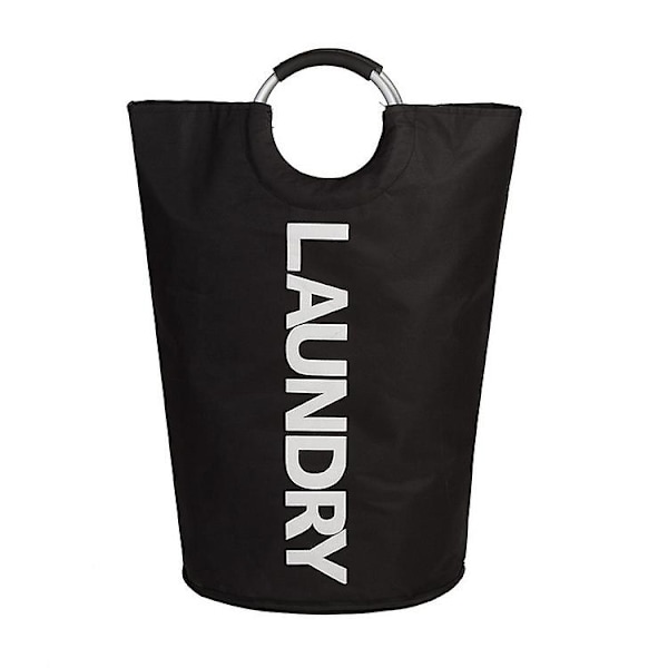 90L Stor Vasketøjskurv, Sammenklappelig Vasketøjspose, Fritstående Høj Vasketøjskurv, Foldbar Vaskebakke (Sort) 38*79cm/15*31 tommer