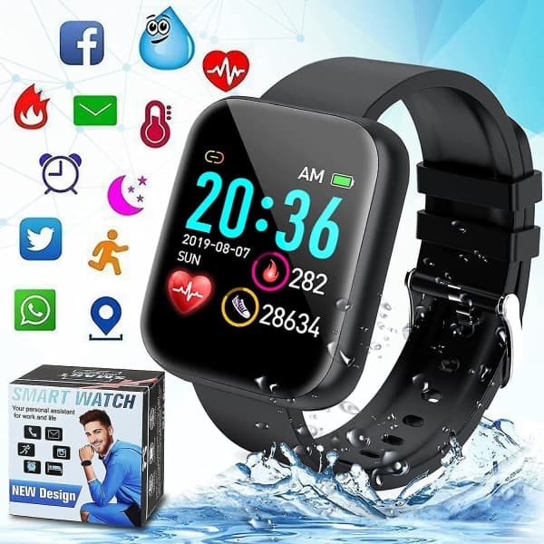 Smartklocka, Bluetooth Smartwatch för Android och iOS-telefoner, IP67
