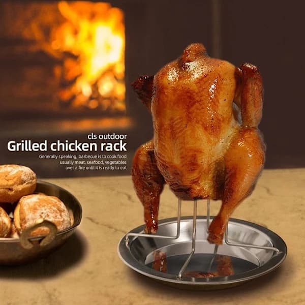 Kyllingegrill til ovn, Højde: 19cm, Rustfrit stål/stål, Sort