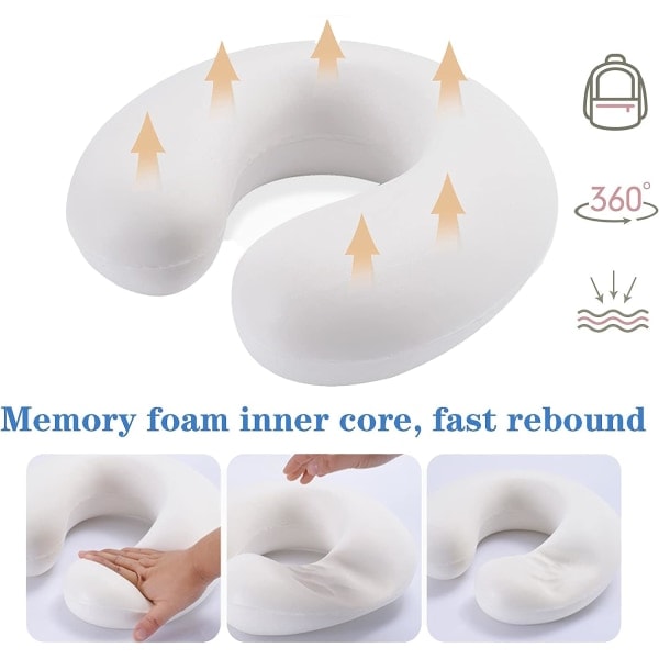 Resenackkudde, uppgraderad flygplansnackkudde 100% rent memory foam