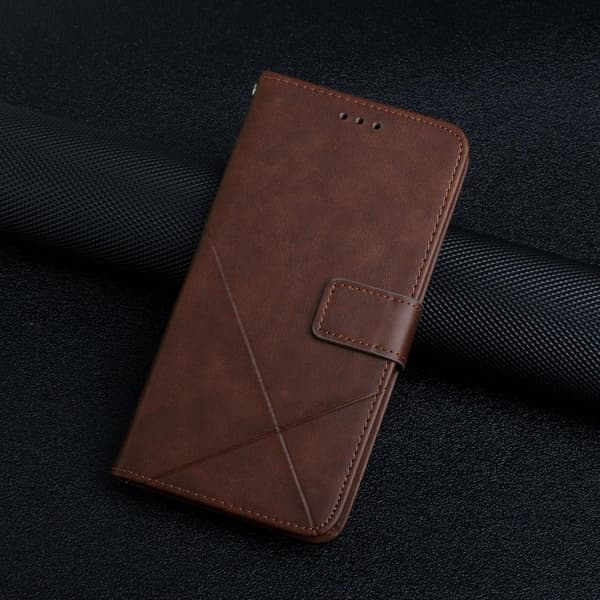 iPhone 15 Embossed Wallet Case in PU Leather - Brown