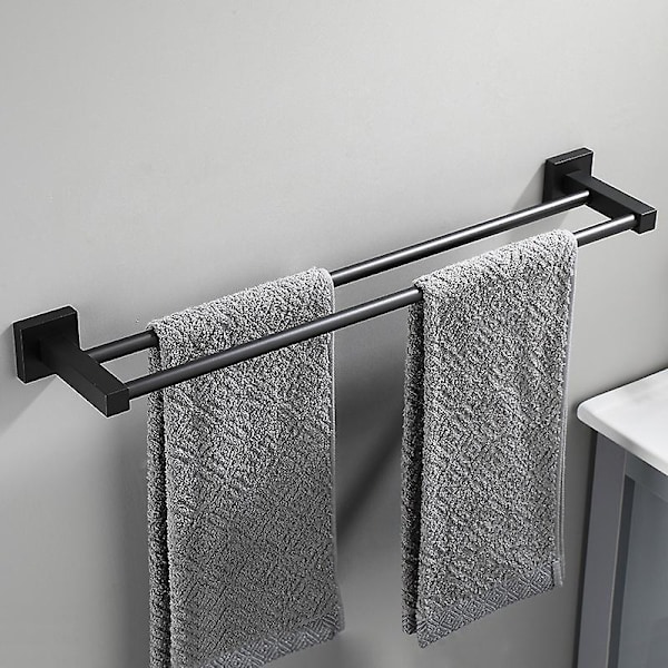 Badeværelseshåndklædeholder, vægmonterede håndklædestænger (sort, 50 cm)
