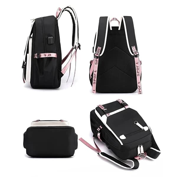 Cute Kpop Demon Hunters Anime Backpack for Students - Black