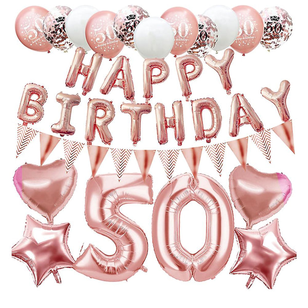 1 Set Roséguld Fullåriga Födelsedag Ballong Set med Gyllene Sekvenser Ballong Dräkt Delikat Födelsedagstema Ballonger Set Födelsedagsfest Layout Dekor Set För W