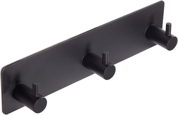 3-pak sorte selvklæbende håndklædekroge til badeværelset, matte væg brusekroge, ingen boring