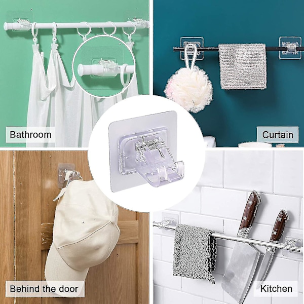 8 stycken självhäftande gardinstångsbeslag, draperihållare, fixering