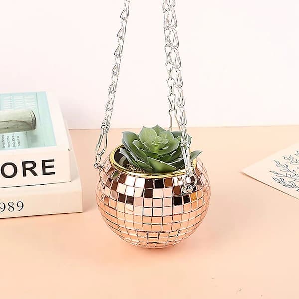 Discokula Hängande Blomkruka för Inomhusväxter Blomplantering Hängande Korg Silver