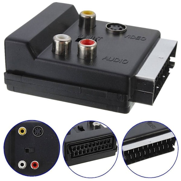 SCART - 3RCA-liitin S-Video AV TV -muunnin IN/UT 21-nastainen SCART - 3 RCA S
