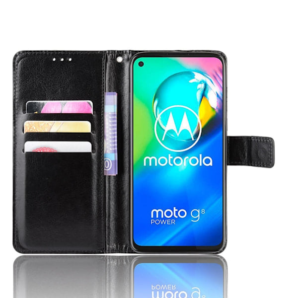 Motorola Moto G8 Power - Crazy Horse Pung Etui - Sort Sort