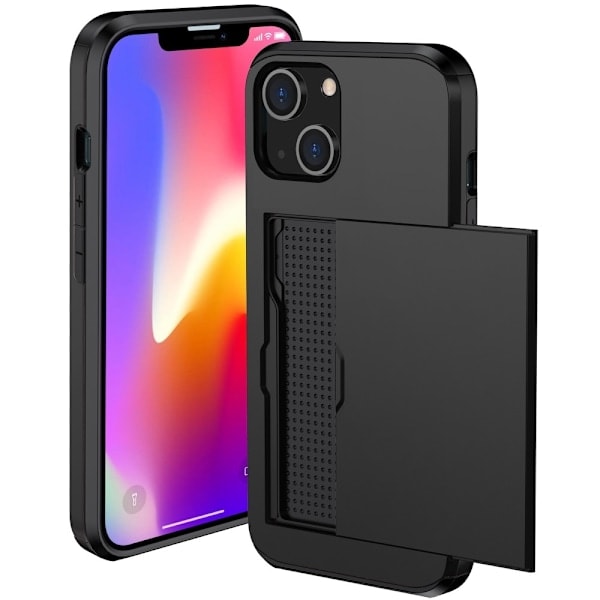 iPhone 15 Plus Skal Hybrid med Kortfack Svart