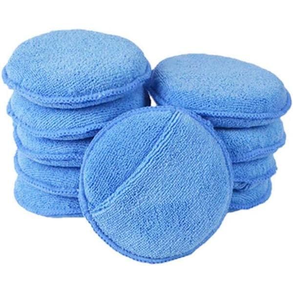 Mikrofiber Voks Applikator Runde Svampepuder til Bil, 10-pak Blå