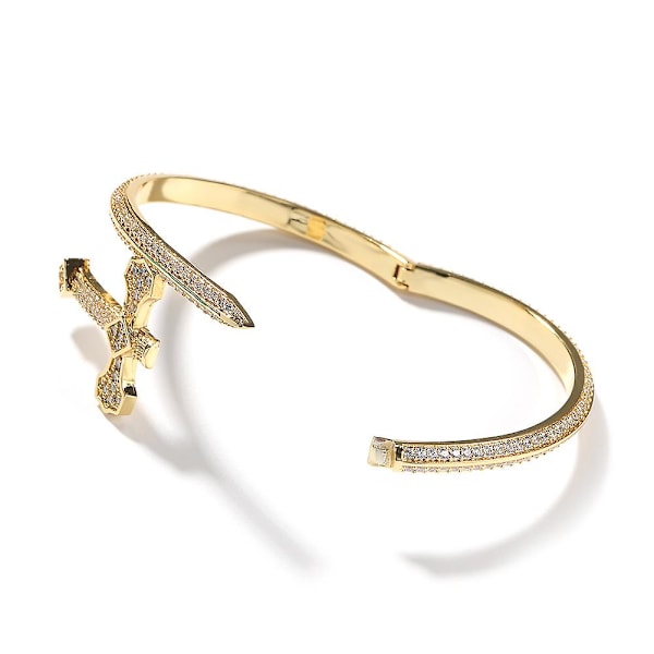 Gull Titanium Rustfritt Stål Pavé Cubic Zirconia Simulert Diamant Stablebar Oval Åpningsarmring