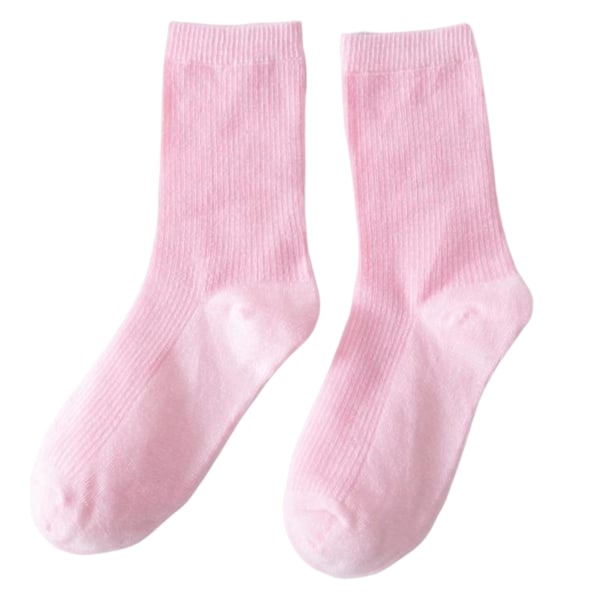 Farverige strømper Tynde bomuldsstrømper Bløde Åndbare Høj Elastiske Strømper til Voksen Barn Pink Og Hvid Pink And White Adult