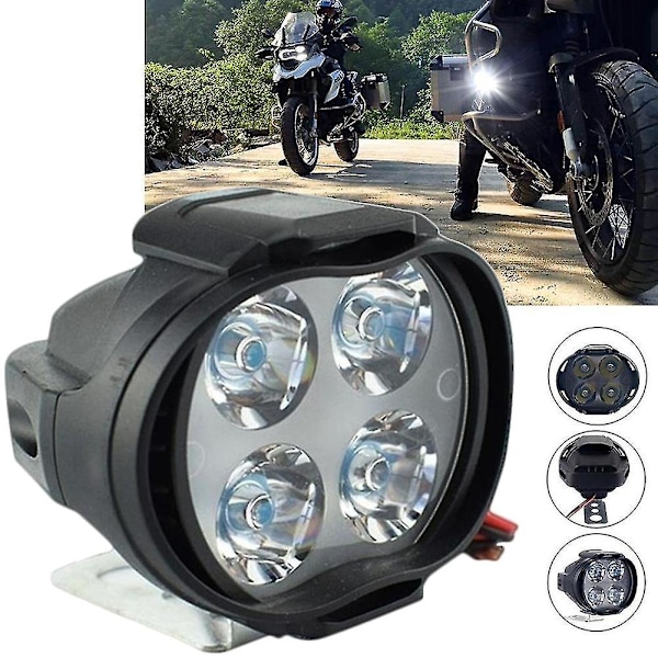 Super Ljus 12W Motorcykel Motorcykel Körning Framstrålkastare 4-LED Spotlampa