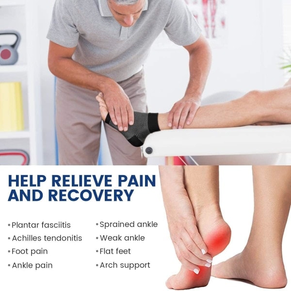 Plantar Fasciitis fodstøttestrømper, Goosehill ankelstøtte kompressionsstrømper fodærmer til ankel, ømme fødder og hælspændingslindring (M)