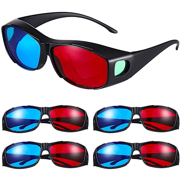 5 kpl 3D-lasit 3D-elokuvalasit 3D-katselulasit Punaiset ja siniset 3D-lasit Anaglyph-lasit