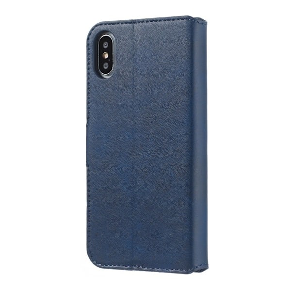 iPhone X/Xs - Solid Læder Etui - Blå Blue Blå