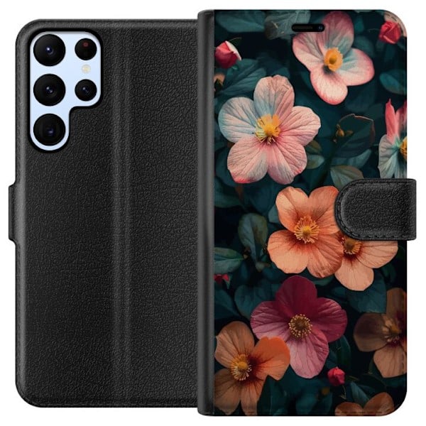Samsung Galaxy S22 Ultra 5G Pung Etui Blomster