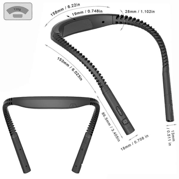 LED leselys for nakken (svart)