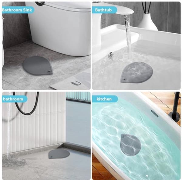 Silikonavloppspropp, 3-pack, 15 x 18 cm, för diskbänk, badrum, dusch och golvbrunnar, grå