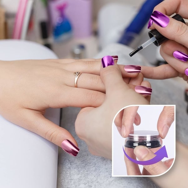 16 burkar krom nagelpulver nagelkonst glitter dekoration metallisk spegeleffekt holografisk aurora kameleont pigmentpulver 1g/burk pärla
