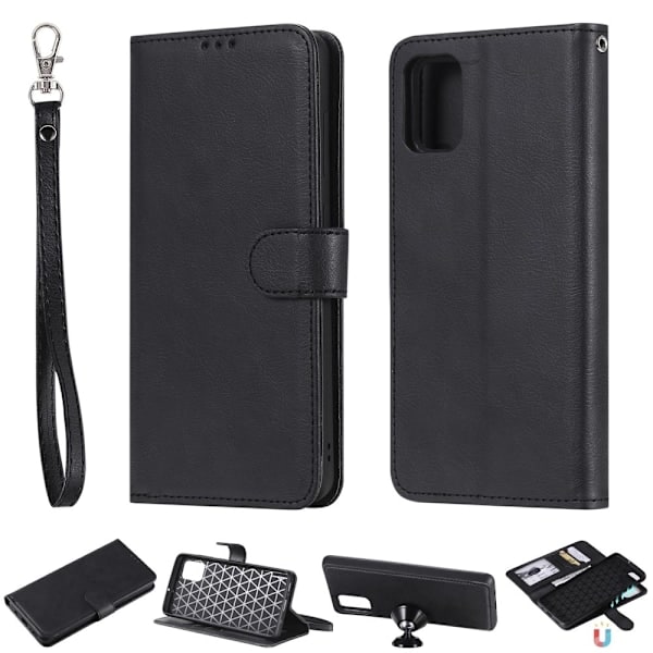 Samsung Galaxy A51 - 2i1 Magnetisk Skal / Pung Etui - Sort Black Svart