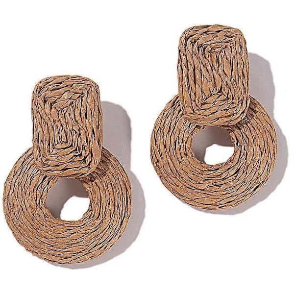 [PL】Statement Raffia Øreringe Søde Boho Øreringe Rattan Hængeøreringe