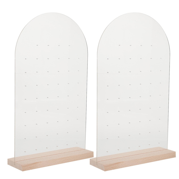 2 stk. Akryl Øredobber Display Stativ Trebase Ørepynt Display Stativ Smykkeholder
