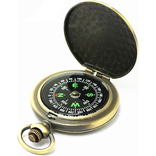 Classic Collection Antiqued Finish Compass with Chain, Pocket Comp