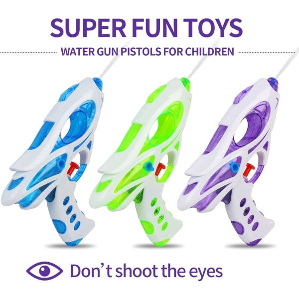 Vattenpistoler för barn, 3-pack Super Gun Blaster Cool Small Pistol Guns Utomhus Strand Trädgård Leksak Pool Bad Party Vattenstridsleksaker för bar...