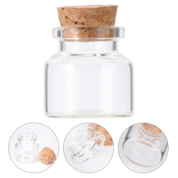 20 kpl Korkki Lasipullot Läpinäkyvät Toivepurkit Mini Säilytyspullot Tee Alipakkauspullot Kukka Tee Pullot Koti Juhliin (30x30mm 10ml)