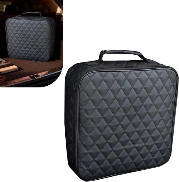 EV-ladekabelopbevaringstaske, vandafvisende foldbar organizer med håndtag, til elbiler, sort, 32 x 32 x 9 cm
