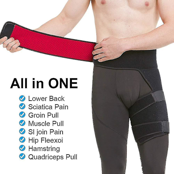 Höftbandage, Ljumskestöd Sciatica Relief Wrap Lår Hamstring Kompressionsskydd För Dragen Skada Stam Tendinit Rehab Och Återhämtning, Passar Män Kvinnor