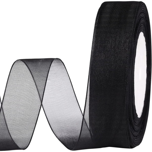 40 mm x 45 m/rulle skinnende organzabånd, chiffontygsbånd til buketter, guirlander, sløjfer
