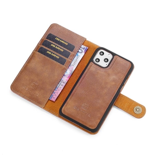 iPhone 11 Pro Max - DG.MING Pung Etui/Magnetisk Skal - Brun Brun Brun