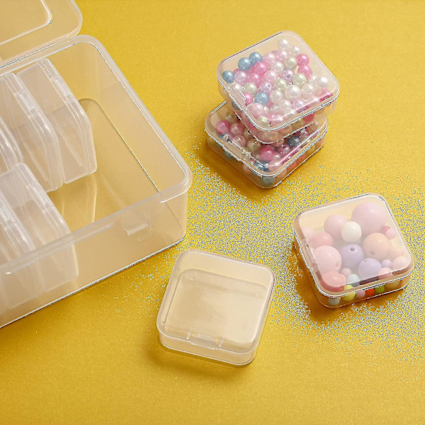 Små Pärlorganisatorer, 14 st Plastförvaringsaskar Mini Transparenta Pärlförvaringsbehållare Transparenta Ask med gångjärnslock