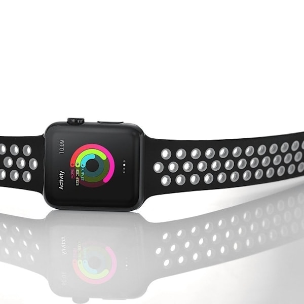 Silikone Armbånd - Apple Watch 38/40/41 mm - Sort/Grå Sort/Grå Sort/Grå