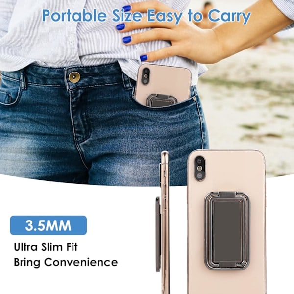 2 st Mobiltelefon Ringhållare Fingerstöd 360° Rotation Vikbar Ultratunn Metall Justerbar för Magnetisk Bilhållare, för Telefoner Surfplattor, Svart