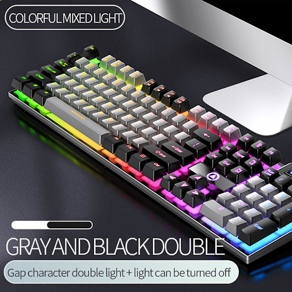 Gaming Tastatur 104 Taster RGB Tastatur Full Størrelse Tastatur Gaming Tilbehør