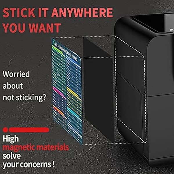 Airfryer Magnetisk Snydeark Sæt, Hurtig Reference Madlavningsguide, 2 Universelle Tilbehør