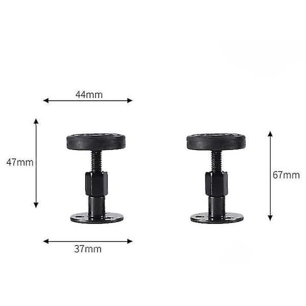 Säädettävät sängynrungon kierrepäät - Tärinänesto - 47-64mm - Musta 4 kpl pakkaus