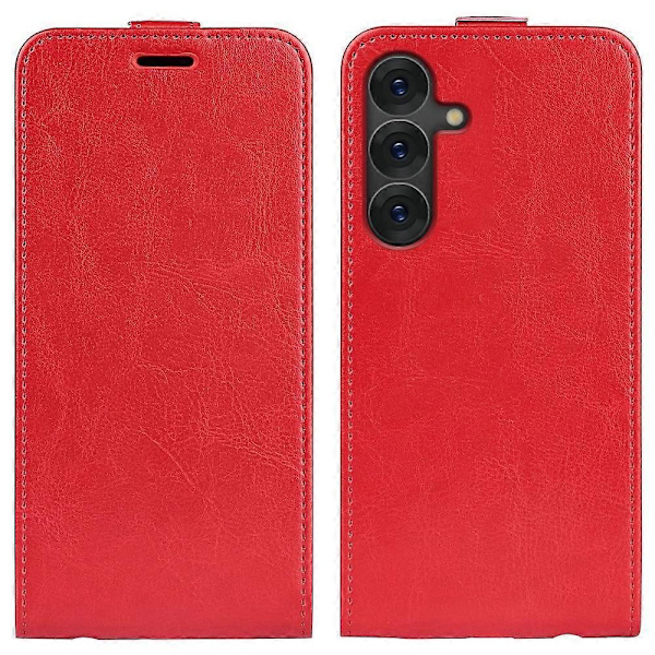 Yhteensopiva R64 Tekstuuri Pystysuora Käännettävä Nahkainen Puhelinkotelo - Punainen Red For Samsung Galaxy S25 Ultra 5G
