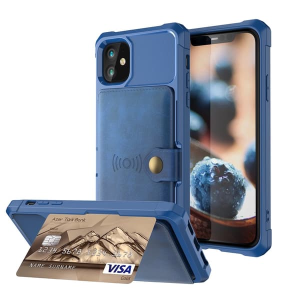 iPhone 12 / 12 Pro - Deksel med magnetisk lommebok - Blå