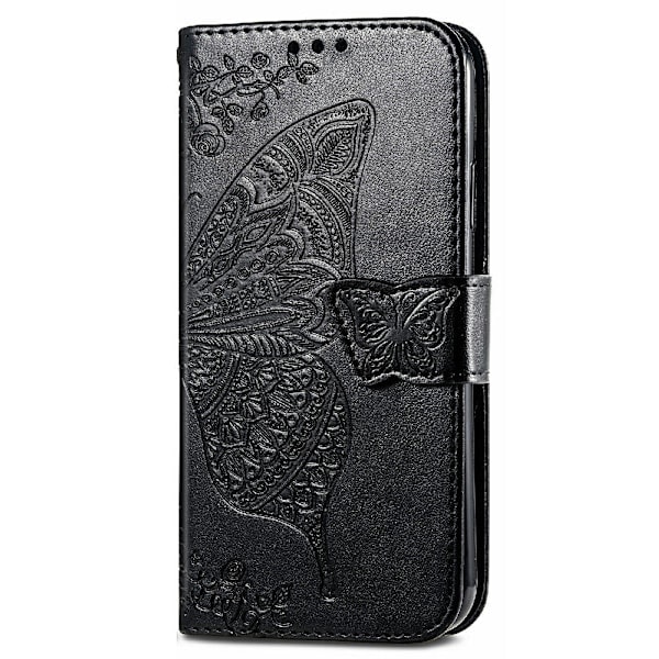 iPhone 13 - Fjärilstryck Läderfodral - Svart