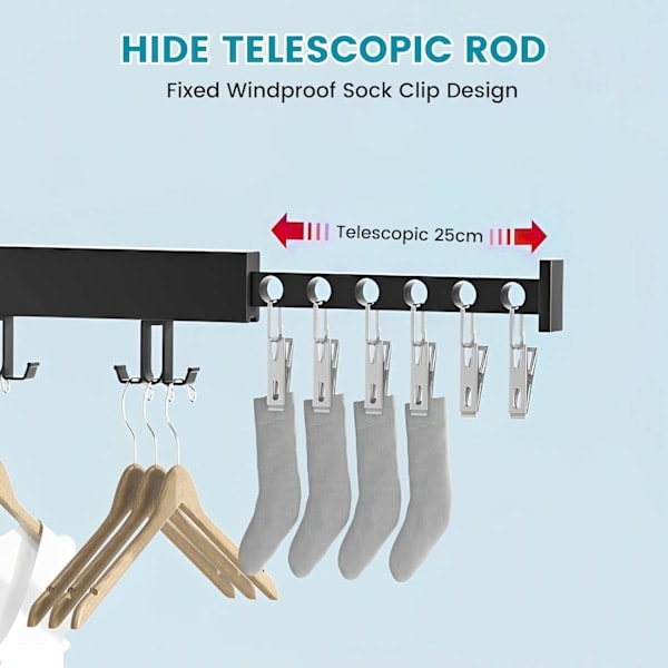 Folding Wall Mounted Clothes Hanger with Towel Rack