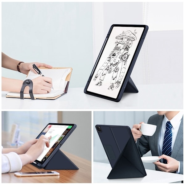 iPad Pro 12.9 (2018/2020/2021) - Origami Læder Etui - Mørkeblå Mørkeblå