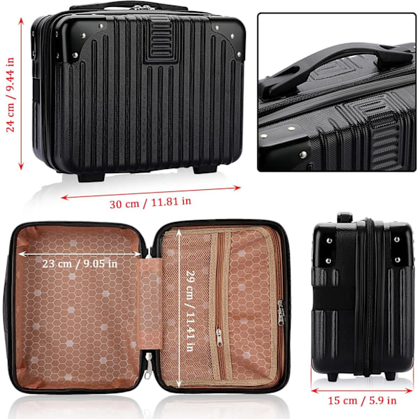 Makeup Rejsetaske - Hård Kosmetiktaske Organizer, Mini ABS Bærbar Rejsetaske Sort black