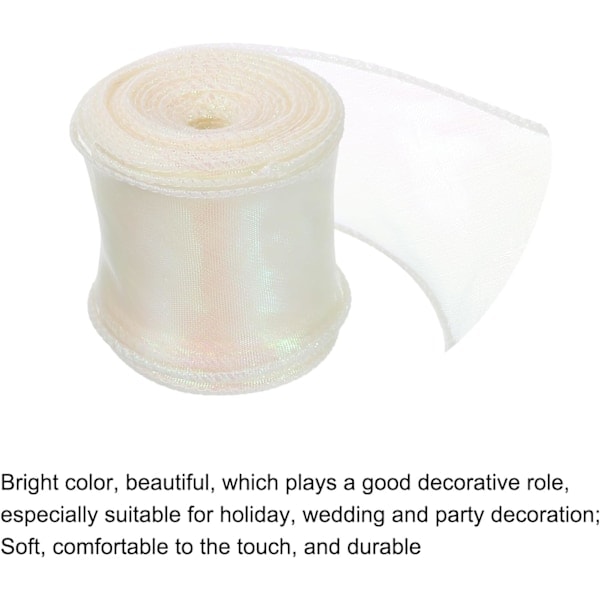 4cm*10 jaardia Leveä Reunustettu Kiiltävä Organza Nauha Beige Pastelli Sifonki Nauha Lahjapaketointiin, Kukkakimppuihin ja Hääkakun Koristeluun
