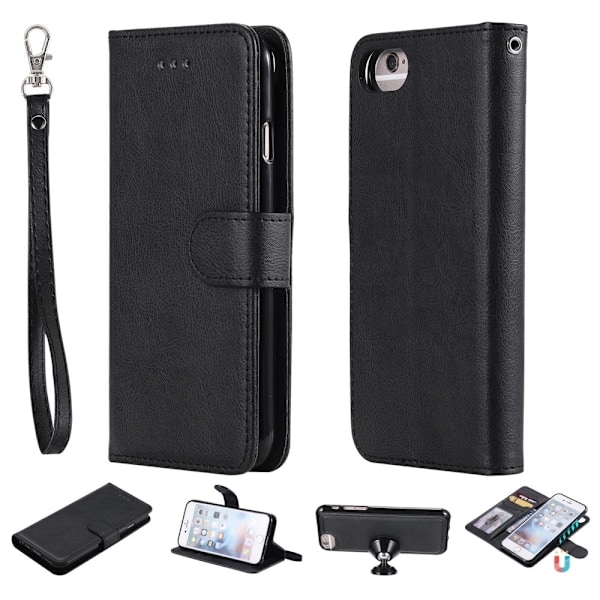 iPhone 6/7/8/SE (2020/2022) - 2in1 Magnet/Pung-etui - Sort Black Sort